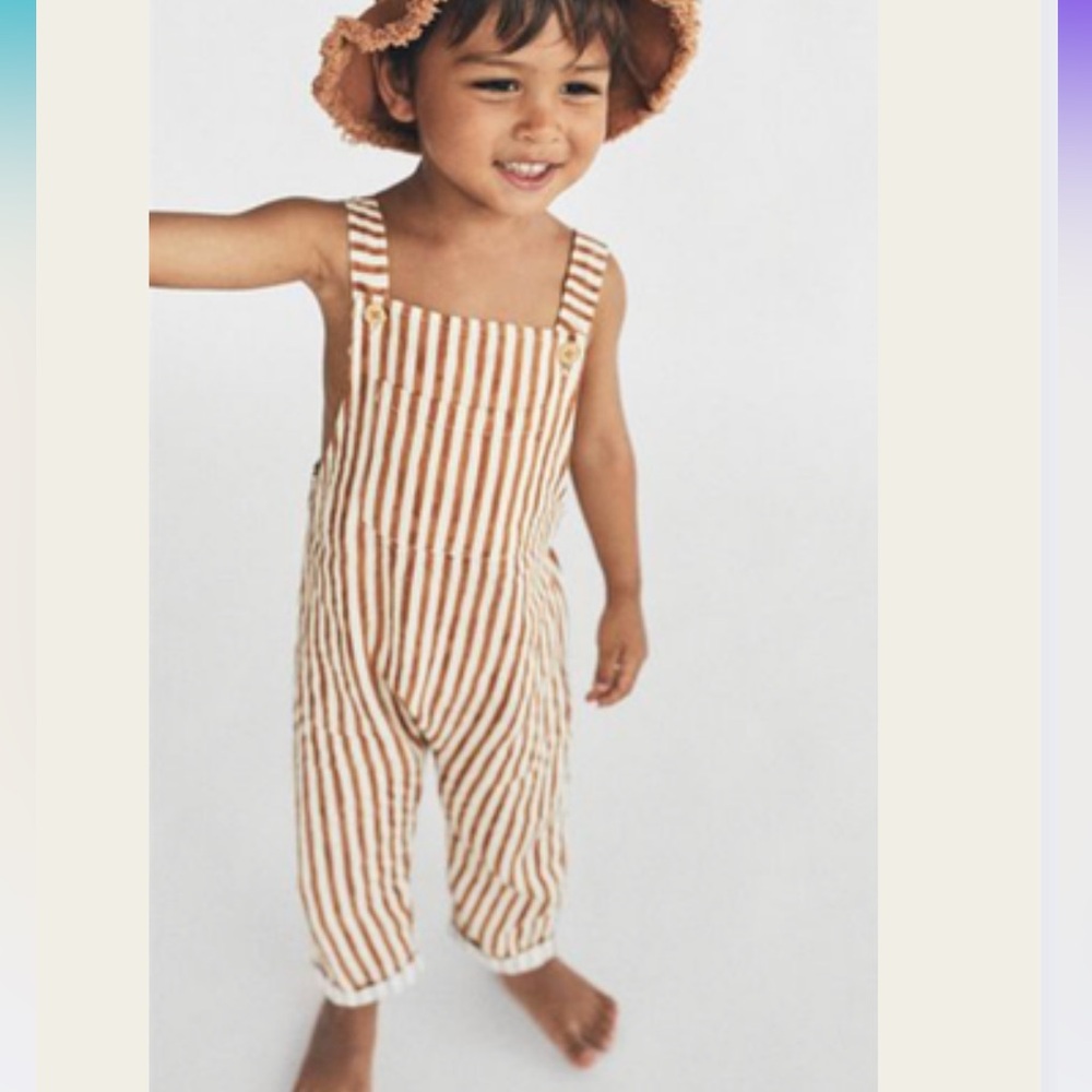 Zara romper, 18-24mo, camel/white stripe; smoke free home